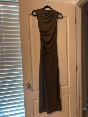 Green H&M fitted maxi dress high neck sleeveless XS